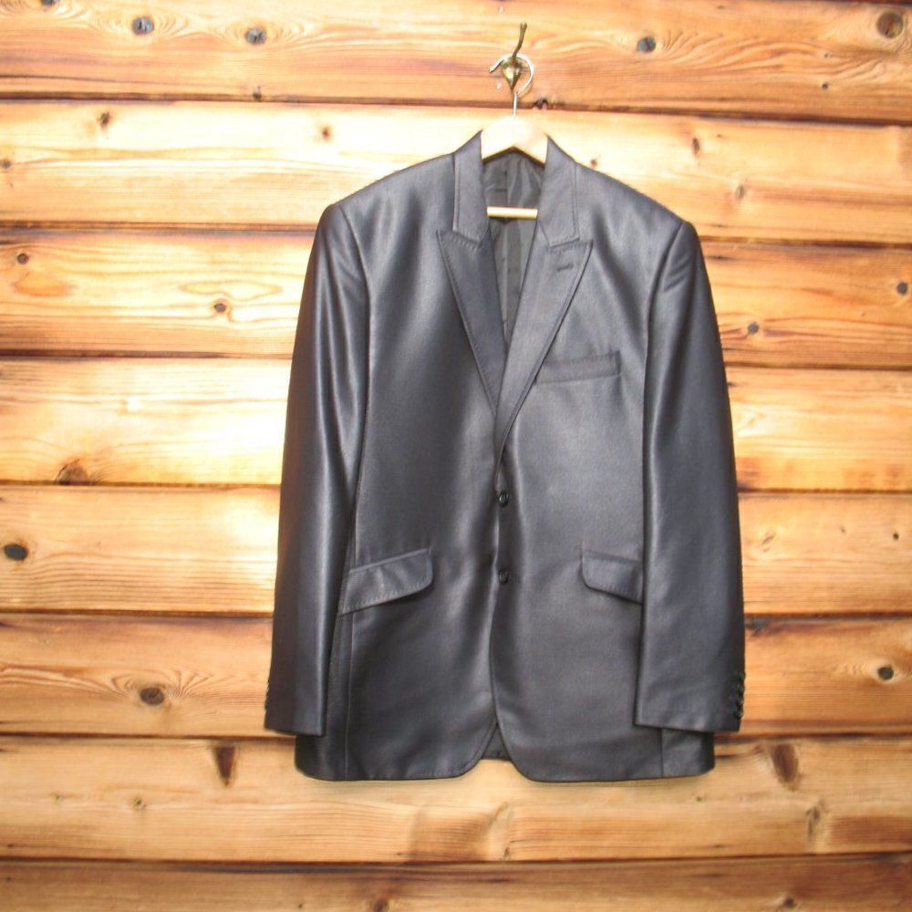 Dior Mens Two-Button Wool Blend Sateen Blazer Jacket Blue